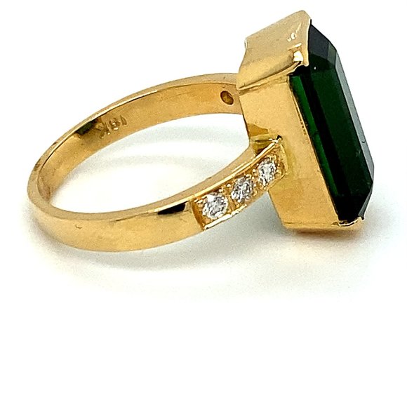 Certified Green Tourmaline 6.44ct Diamonds 18K Rng - Picture 4 of 9